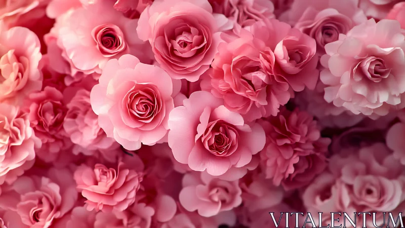 Pink Rose Cluster Botanical Composition in Close-up Study.
