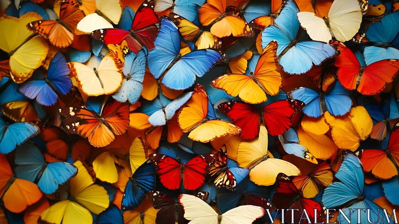 High-saturation multicolored butterfly cluster with shallow depth