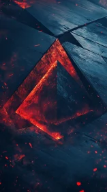 Volcanic triangular prism emerging from fractured basalt plane.