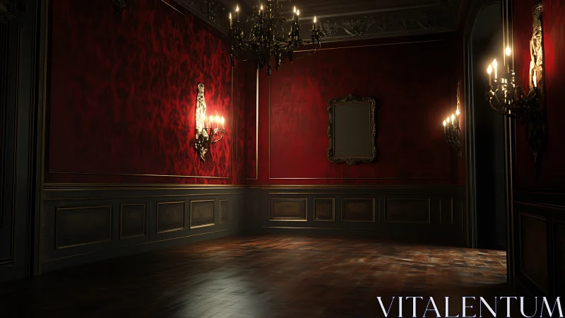 Candlelit red salon glows with quiet, old-world elegance