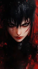 Cybernetic femme portrait with red-black ambient lighting