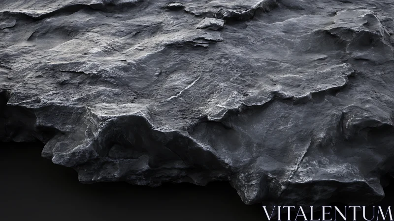 Rugged dark rock ledge rendered with high surface detail