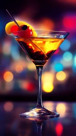 Luminous Cocktail in Vibrant Nightlife Setting