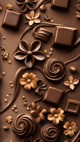 Velvety chocolate flowers and swirls in a cozy sweet escape.