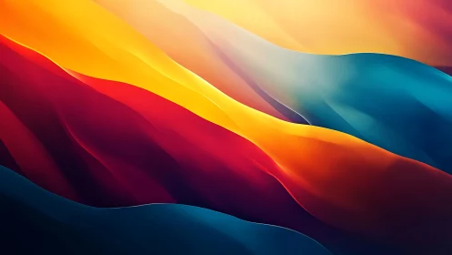 Radiant color waves flow in a luminous abstract sunset field