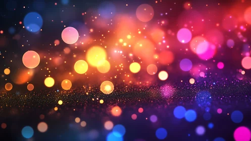 Vibrant abstract bokeh lights with colorful glowing circles.