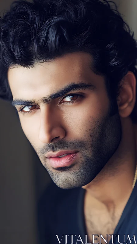 Intense male portrait rendered in high-clarity digital realism