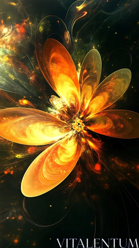 Glowing cosmic flower unfolding in soft golden light.