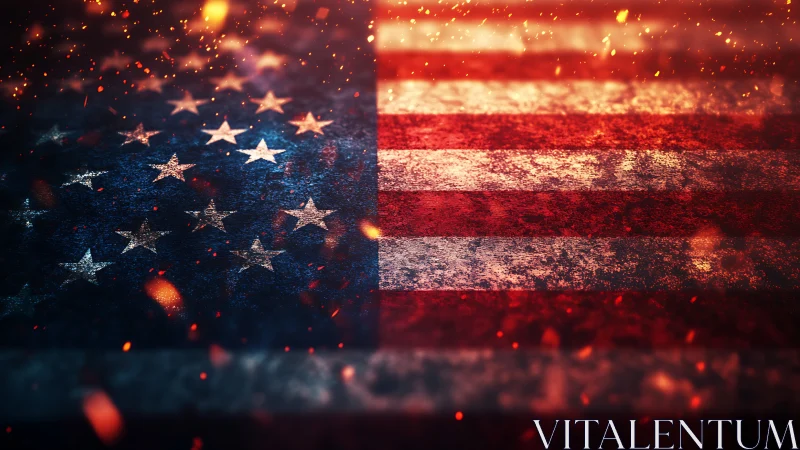 American Flag with Light Particles and Depth Effect