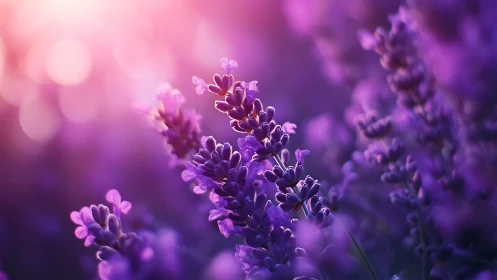 Dreamy Lavender Blooms Glowing in Soft Purple Light