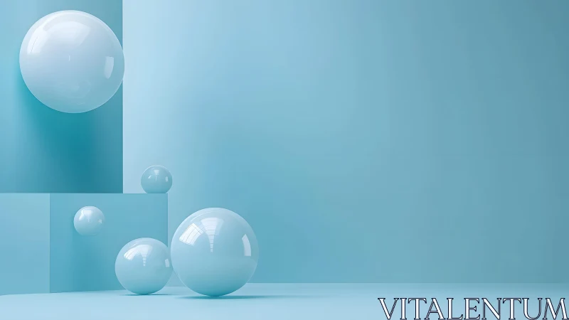 Soft blue spheres drifting in a calm, minimalist dreamscape.