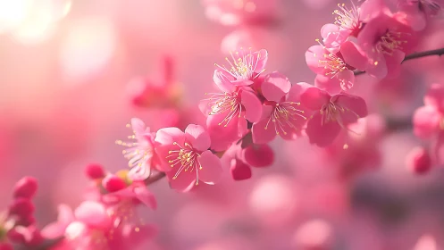 Pink Cherry Blossoms in Soft Focus Bloom.
