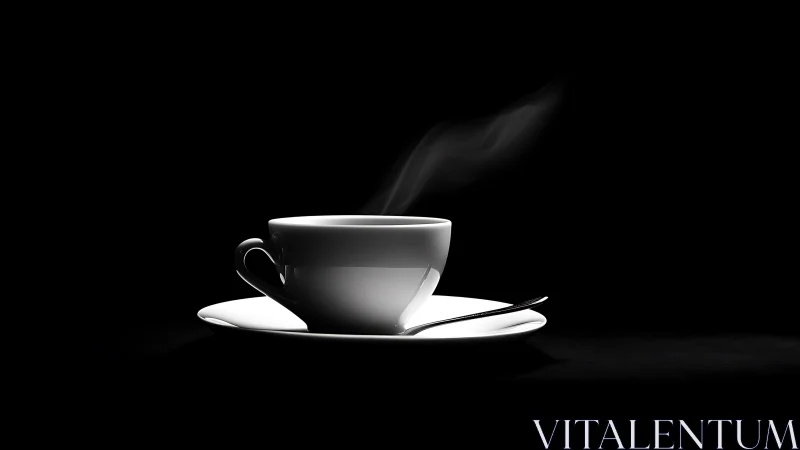 Minimalist monochrome coffee cup in dramatic low-key lighting.