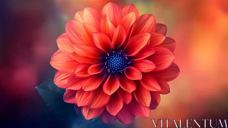 Red Dahlia Rendered with Volumetric Lighting and Gradient Backdrop