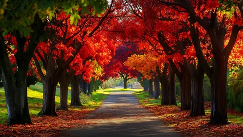 Golden autumn pathway welcomes a peaceful slow wander