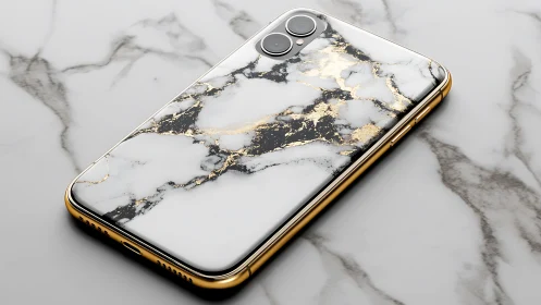 Elegant marble phone with gold details for everyday luxury.