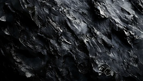 Gleaming black rock textures capture dramatic surface detail.
