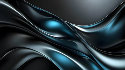 Sleek Metallic Abstract Waves in Futuristic Digital Art Style.