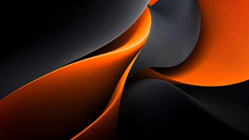 Abstract flowing orange and black curves in digital art style.