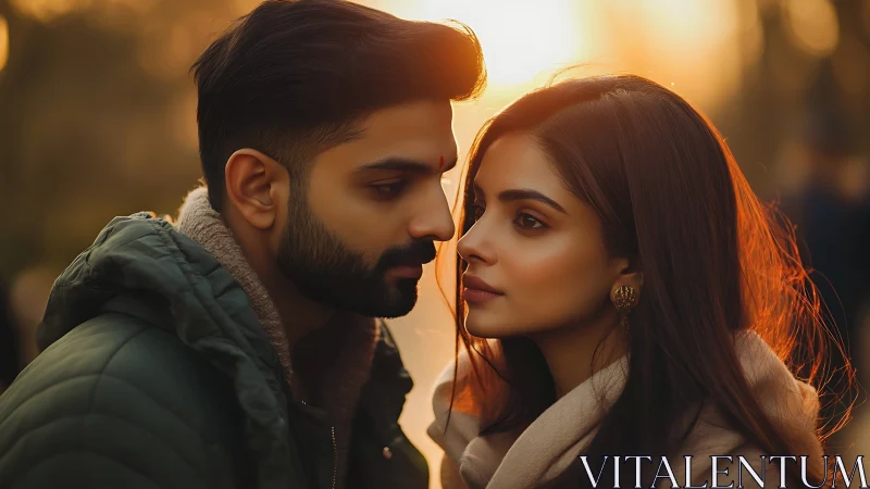 Intimate portrait bathed in golden sunset light.