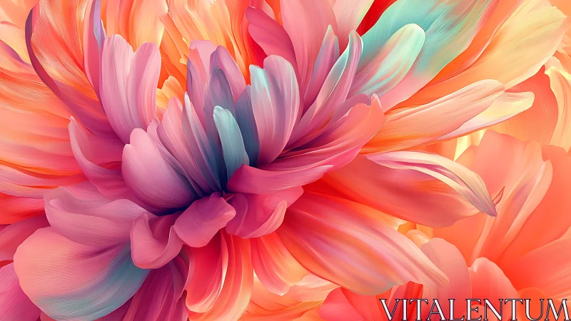 Rendered Dahlia With Chromatic Gradient Flow and Volumetric Petal Transitions