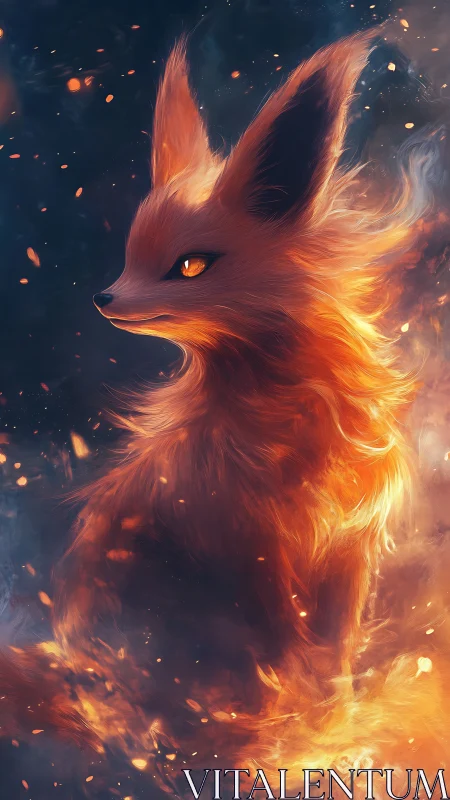 Fiery fox-like creature formed in swirling orange flames.