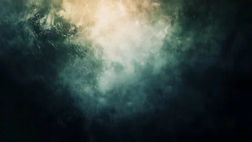 Radial gradient cloud mass resolves into textured atmospheric depth