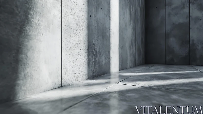 Minimalist Concrete Interior with Directional Light and Shadow Play