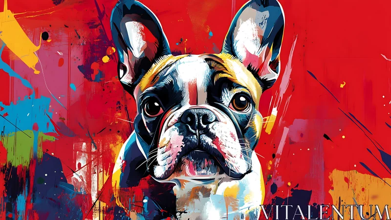 Color-drenched French bulldog portrait explodes with energy.