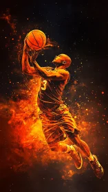 Fiery basketball leap capturing heart, hustle, and motion.