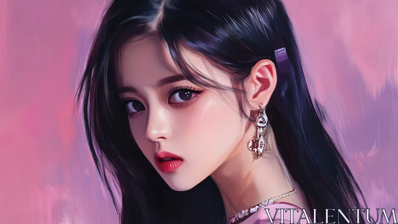 Digital portrait of young woman with pink background.