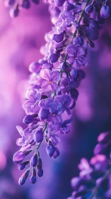 Soft lilac blossoms drifting through a dreamy violet glow.