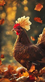 Hybrid Fowl Form Rendered with Autumn Foliage Displacement Mapping