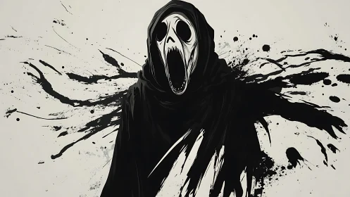 Inkborn wraith erupts in a scream of splattered shadows.