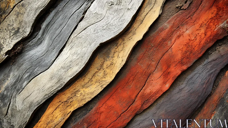 Weathered Wood Texture in Multicolored Organic Abstract Style.