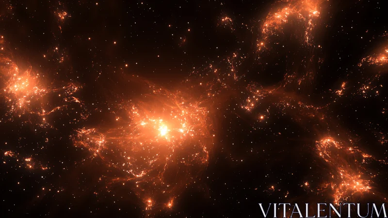 Volumetric nebular filaments with clustered stellar ignition fields.