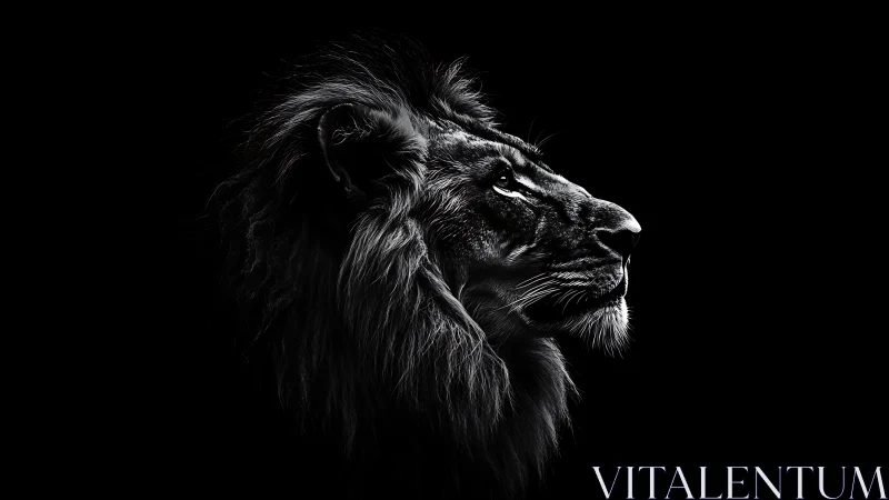 Midnight lion&rsquo;s gaze carved from silver shadowlight.