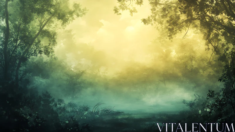 Enchanted Forest Glade with Morning Luminescence.