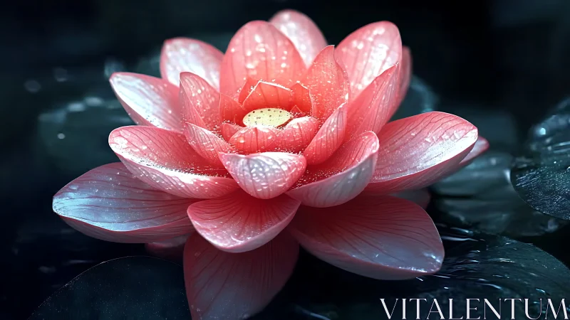 Photorealistic lotus flower with structural petal morphology and translucent surface properties rend