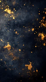 Dark navy background with scattered gold paint splatters.