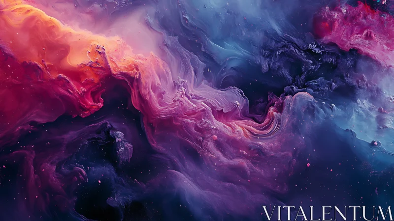 Nebula-like digital abstraction in red, pink, and blue tones.