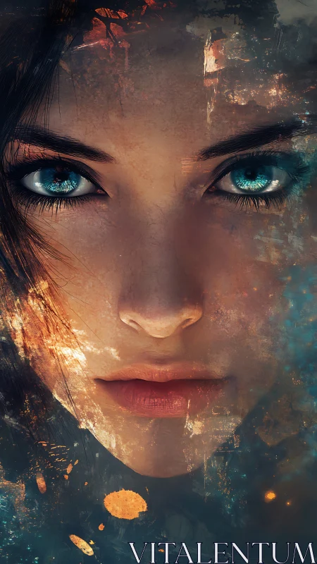 Starlit gaze in a storm of color and quiet firelight.