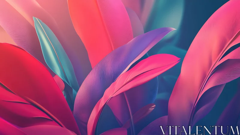 Soft neon leaves glowing in a dreamy tropical embrace.