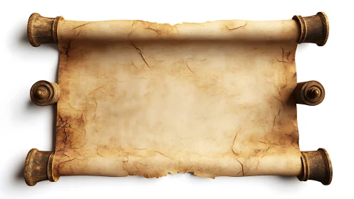 Horizontally oriented blank aged parchment scroll illustration.