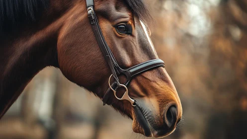 Soft autumn light studies the horse’s thoughtful profile