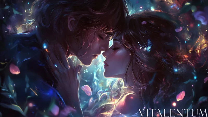 Luminescent Connection: Two Souls Merged in Ethereal Light