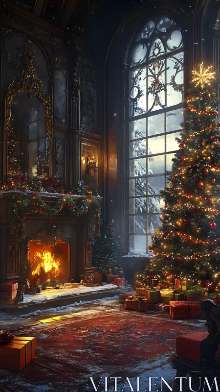 Glowing Christmas hearth welcomes winter light and quiet joy