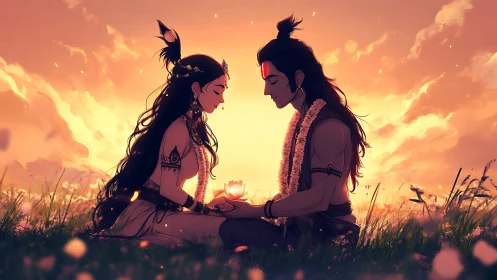 Divine Connection: Radiant Sunrise Encounter.