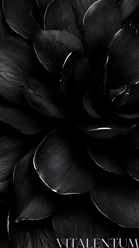 Black Petals: Monochrome Floral Close-up with Textural Depth