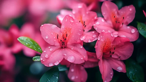 Rain-Kissed Rhododendrons in Fuchsia Bloom.